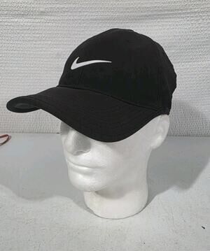 Nike Swoosh Black Performance Hat Adult Adjustable Lightweight Baseball Cap